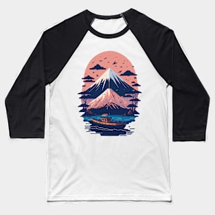 Serene Mount Fuji Sunset Peaceful River Scenery Baseball T-Shirt